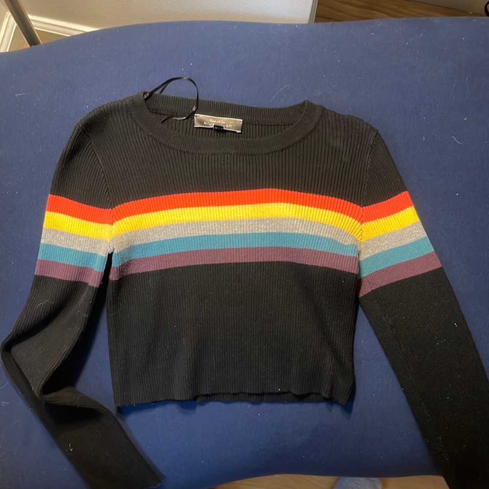 Rainbow stripe cropped sweater